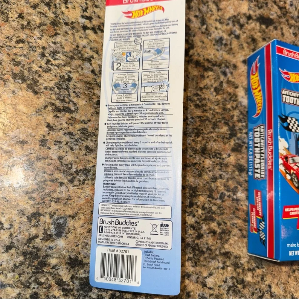 Hot Wheels Kids Dental Care Set Blue toothpaste electric sonic brush flossers